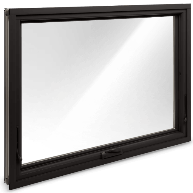 Awning window with black frame