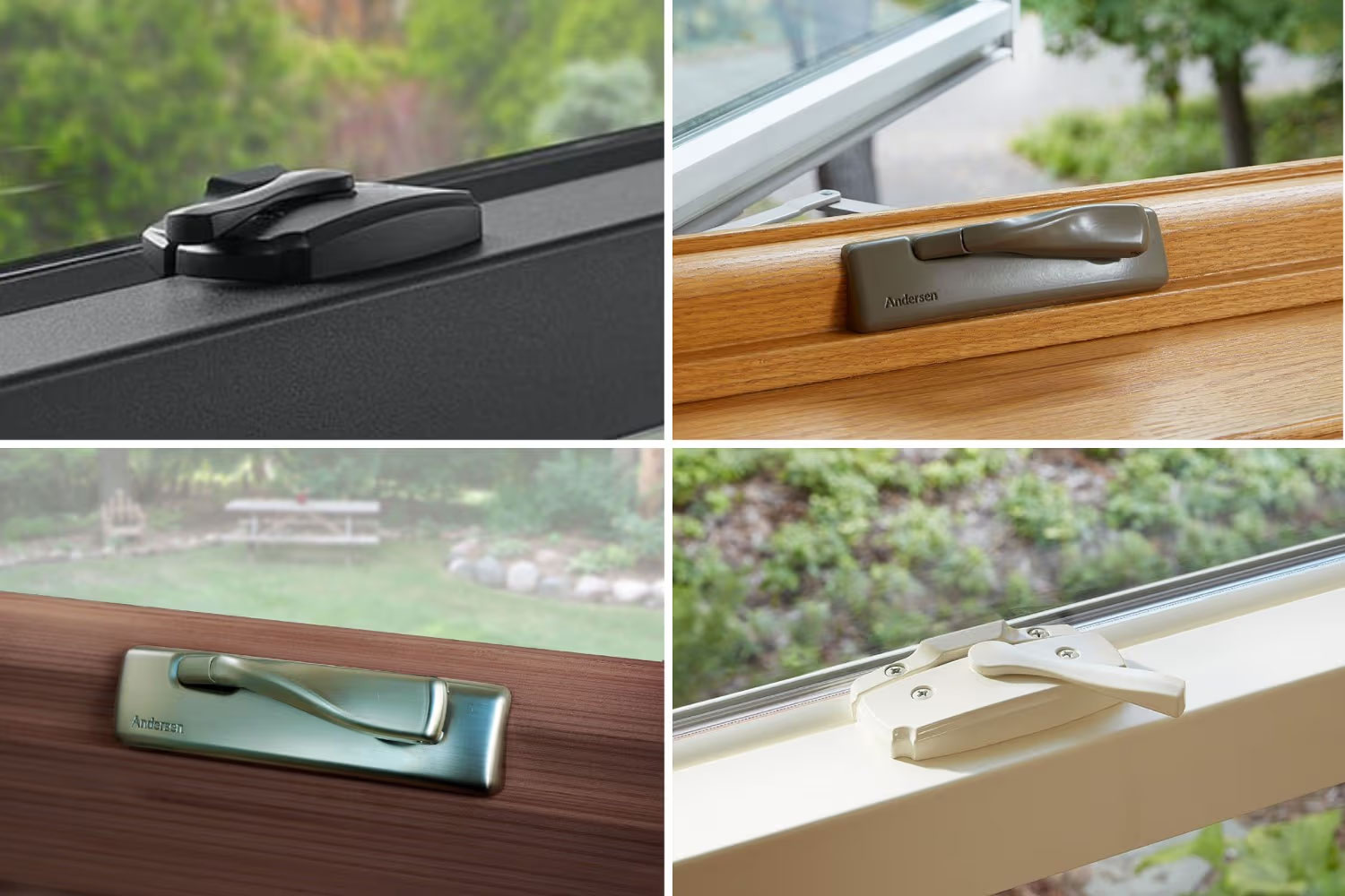 Renewal by Andersen window hardware finishes shown on sashes